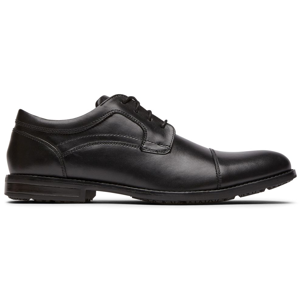 Sapatos Oxford Homem Rockport Mykel Cap Toe Pretas,Portugal NSDGY-9321